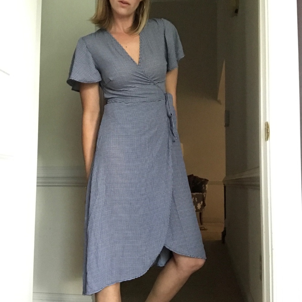 Plaid Shift Wrap Dress - Self Tie
